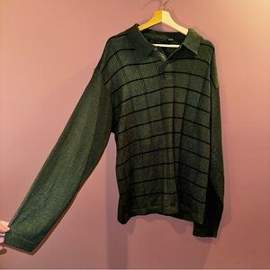 Men's Dark Green Checkered Sweater | L